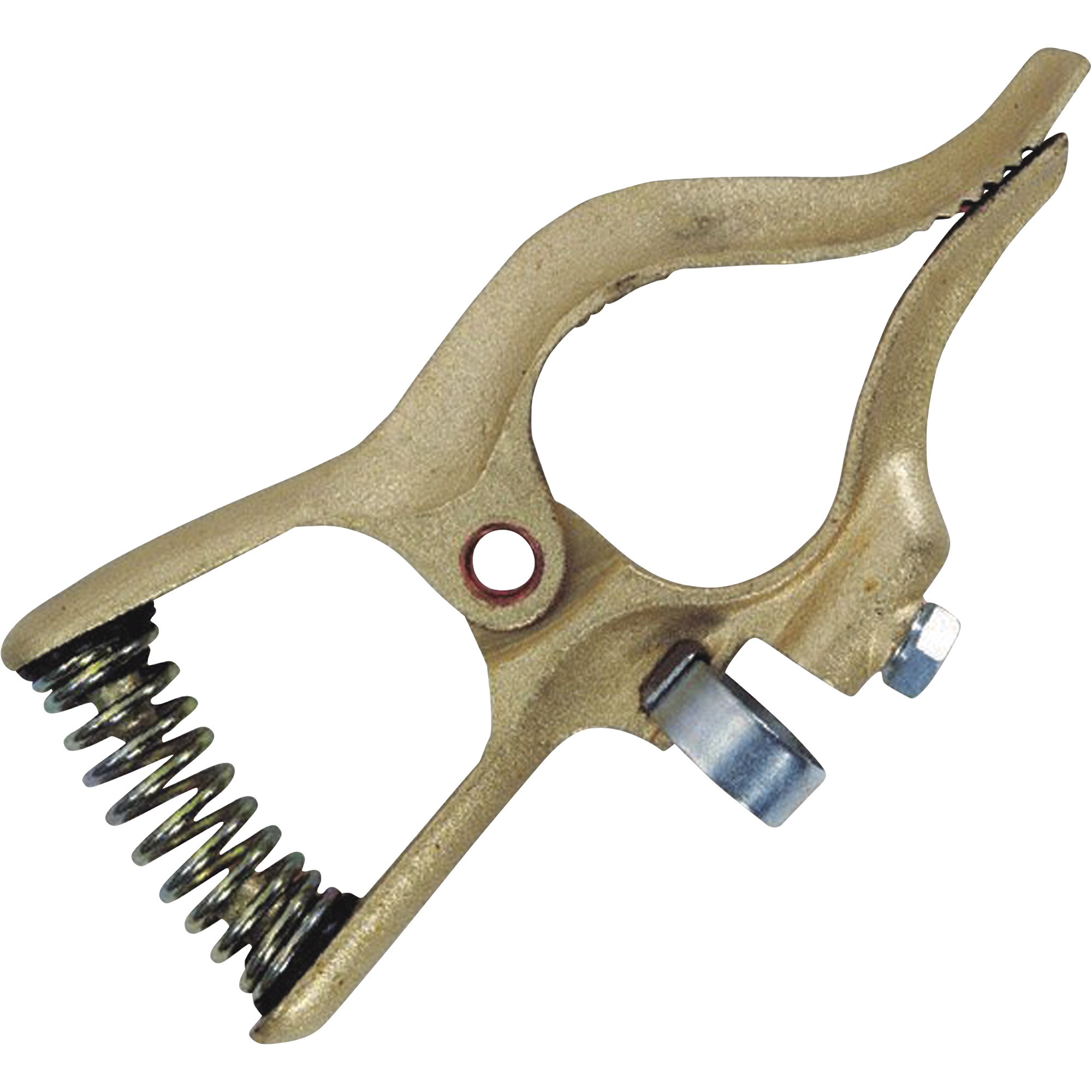 Hobart Welding Ground Clamp, Brass, T-Style, 400 Amps, 1 1/2in. Jaw Opening, Model# 770031